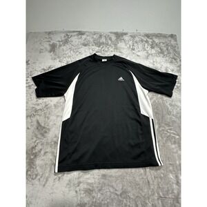Adidas Mens Black Athletic Polo Shirt Tennis Golf Short Sleeve Vented Size Large